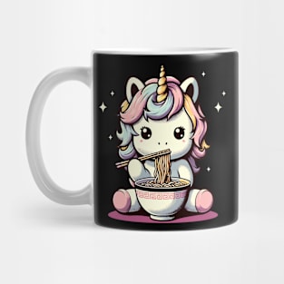 Little unicorn eating ramen noodles Mug